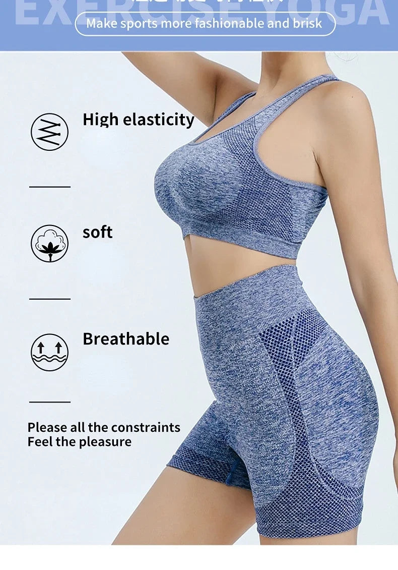 Yoga Set Gym Shorts Women Sport Bras Brassiere Workout Tops for Women Yoga Clothes Fitness Leggings Gym Set Seamless Yoga Sets