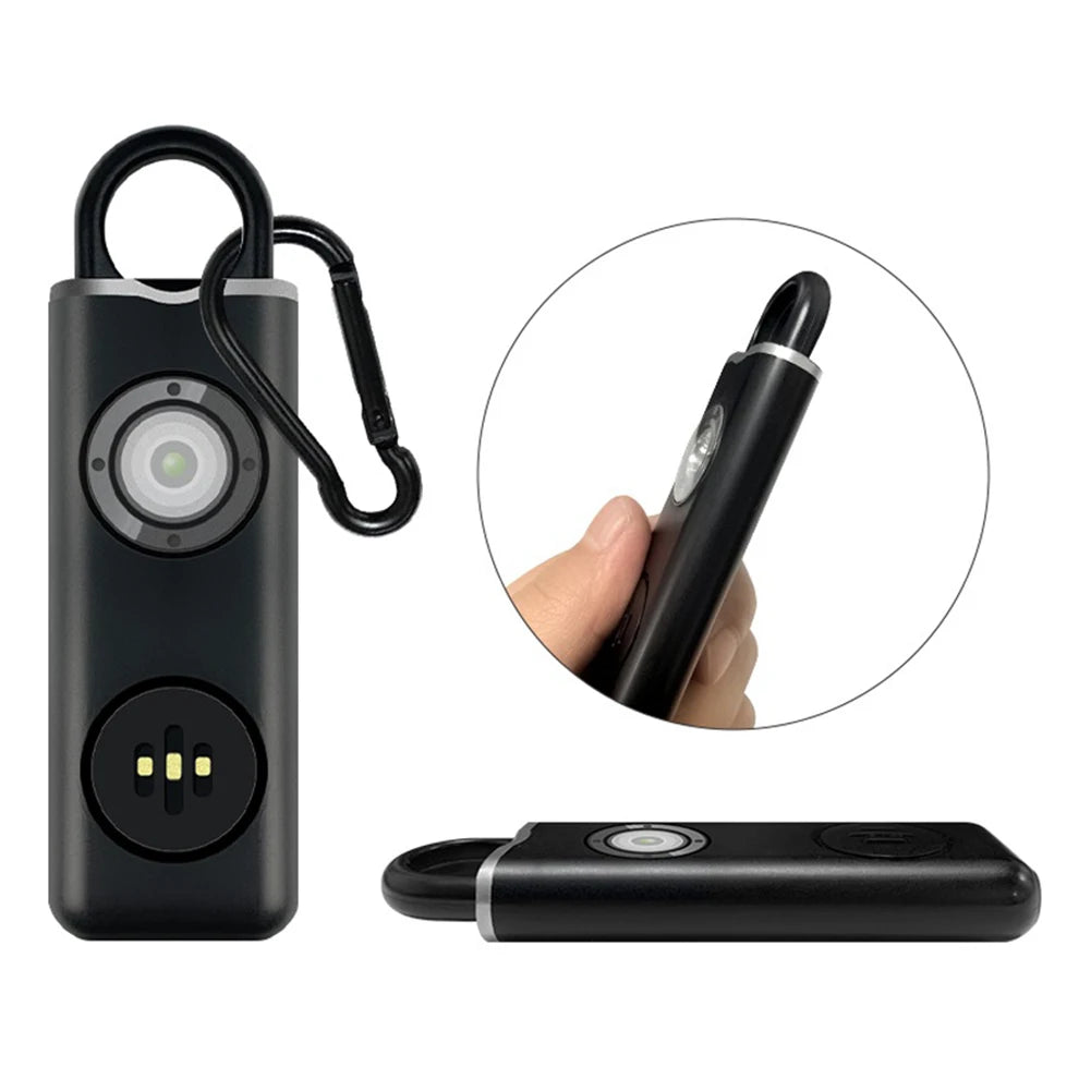 Anti-wolf Alert 130dB Loud Carrying Scream Loud Panic Alarm Rechargeable Personal Siren Whistle Flashlight for Girl Child Women