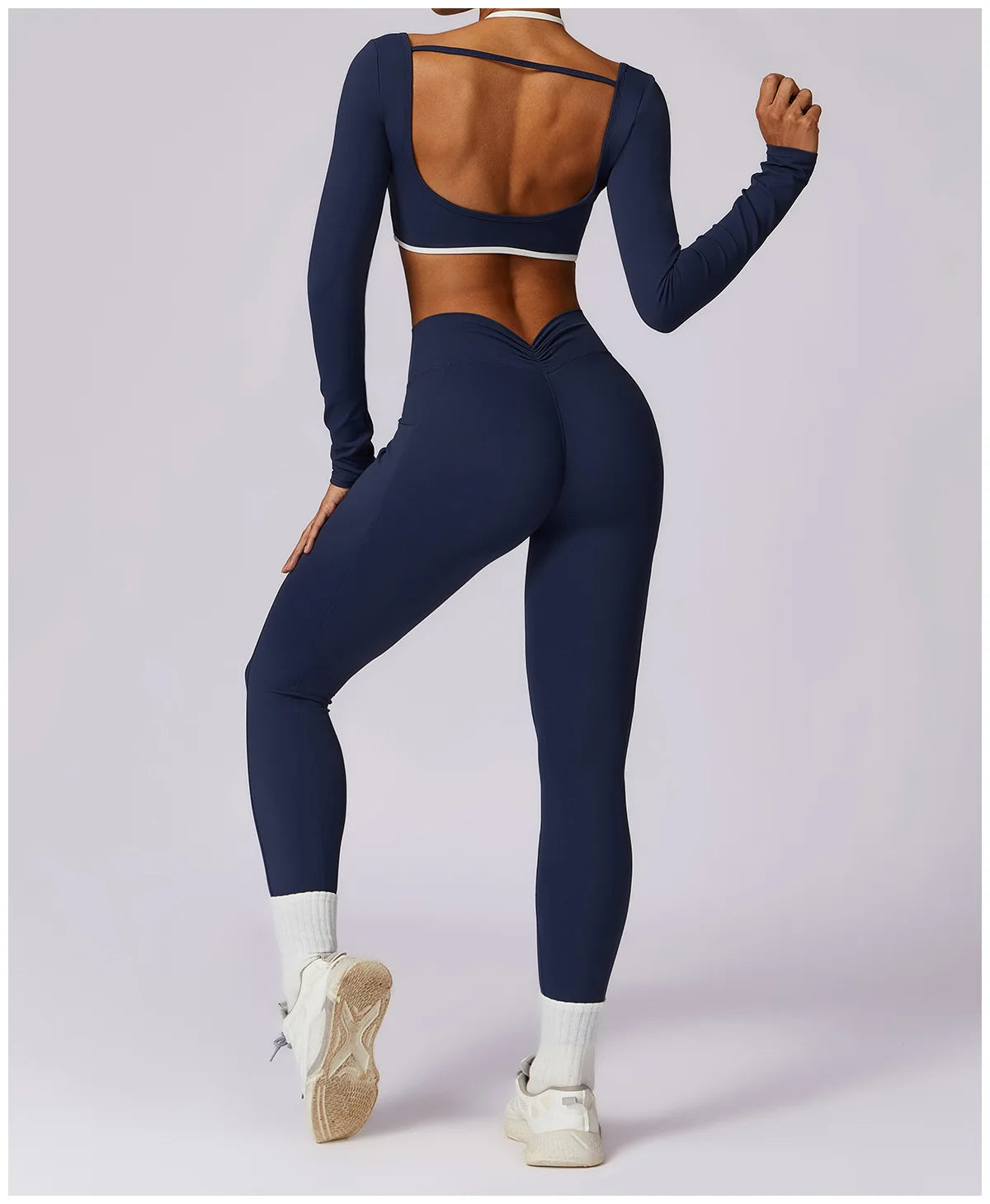 Yoga Set 2PCS Women Sportswear Push Up Workout Clothes Athletic Wear Gym Legging Fitness Bra Crop Top Long Sleeve Sports Suits