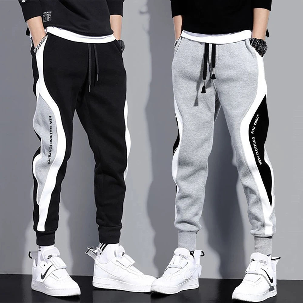 2024 Spring Autumn Men's Sports Pants Male Loose Fitting Leggings Patchwork Running Training Casual Pants Fashion Outfit Trouser