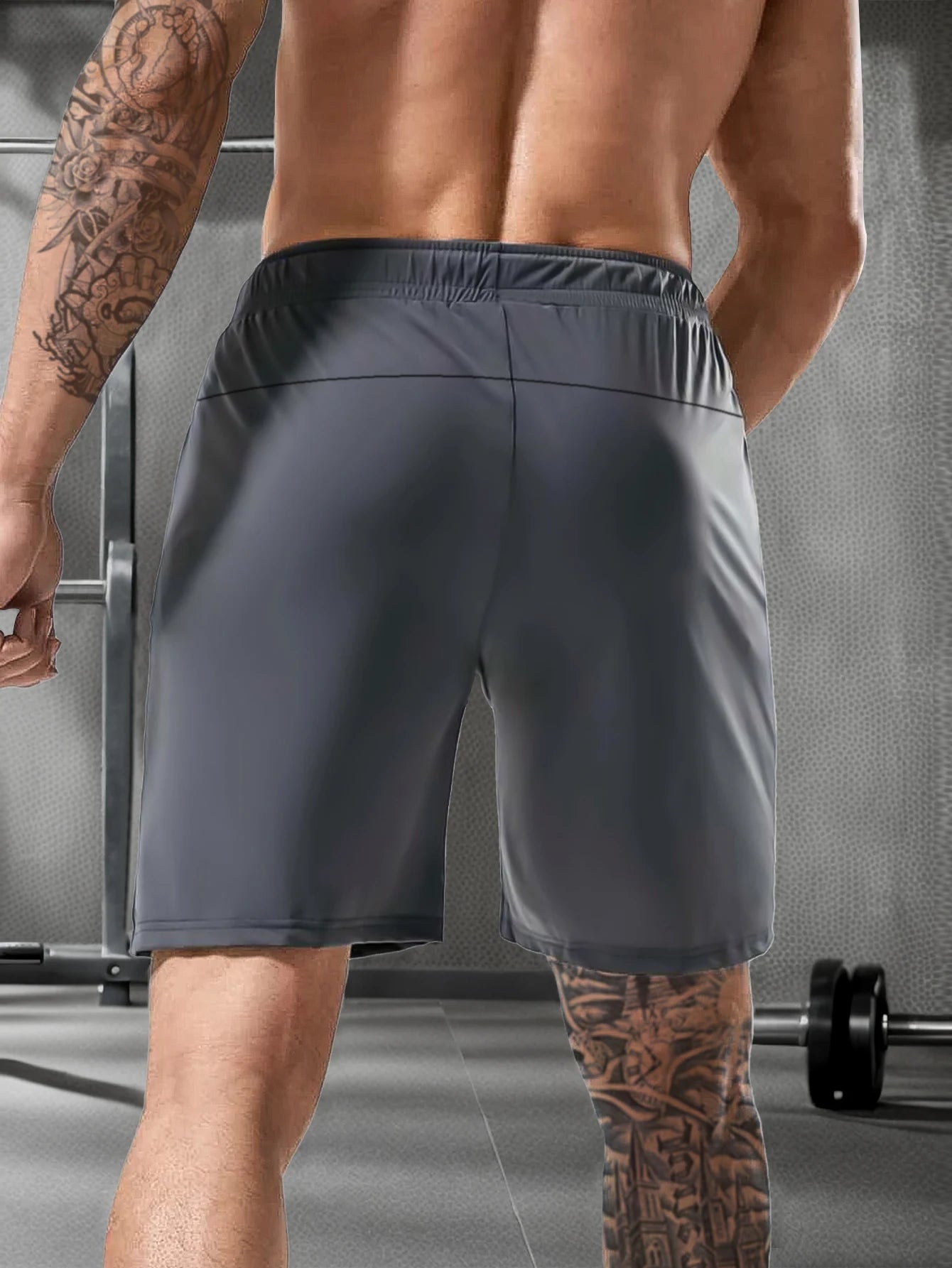 Men's solid color shorts, with zipper pockets, casual elastic drawstring shorts with a loose waist and high elasticity, suitable