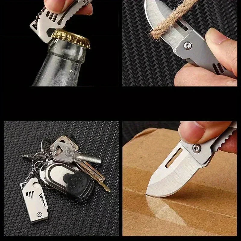 Mini Folding Knife Stainless Steel Box Opening Knife D2 Steel Cannon Portable Sharp Folding Knife Key Hanging Chain