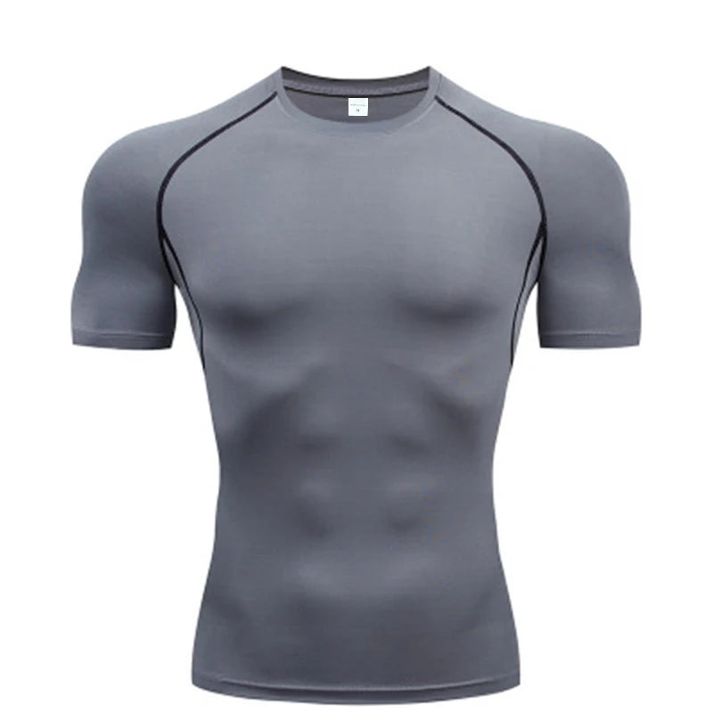 Compression Long Sleeve Shirt Black Fitness T-shirt Men's Muscle Quick drying Gym Sportswear Sun protection Sports Base layer