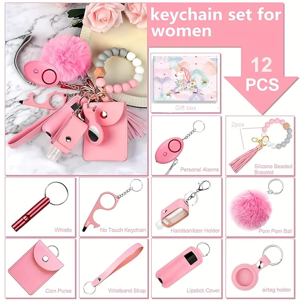 Safety Keychain Full Set, Self Defense Security Keychain Set With Personal Alarm Protective Keychain Accessories For Women Girls