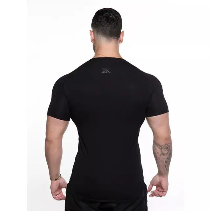 2024 Men Running Sports T-shirt Training Quick Dry Tight Short Sleeves Shirt Bodybuilding compress Fitness Tee Tops men Clothing