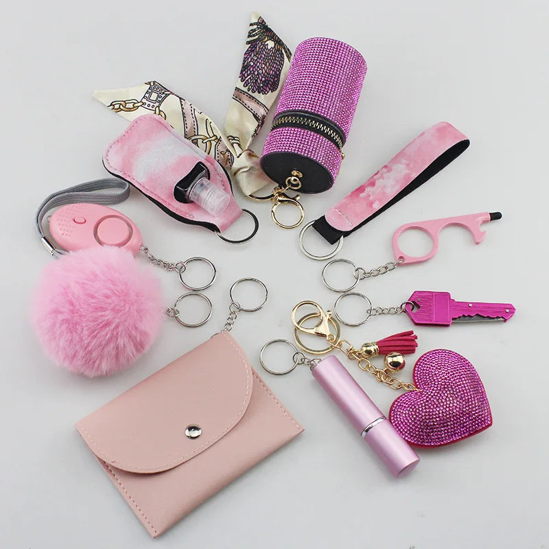 Safety Keychain Full Set, Self Defense Security Keychain Set With Personal Alarm Protective Keychain Accessories For Women Girls