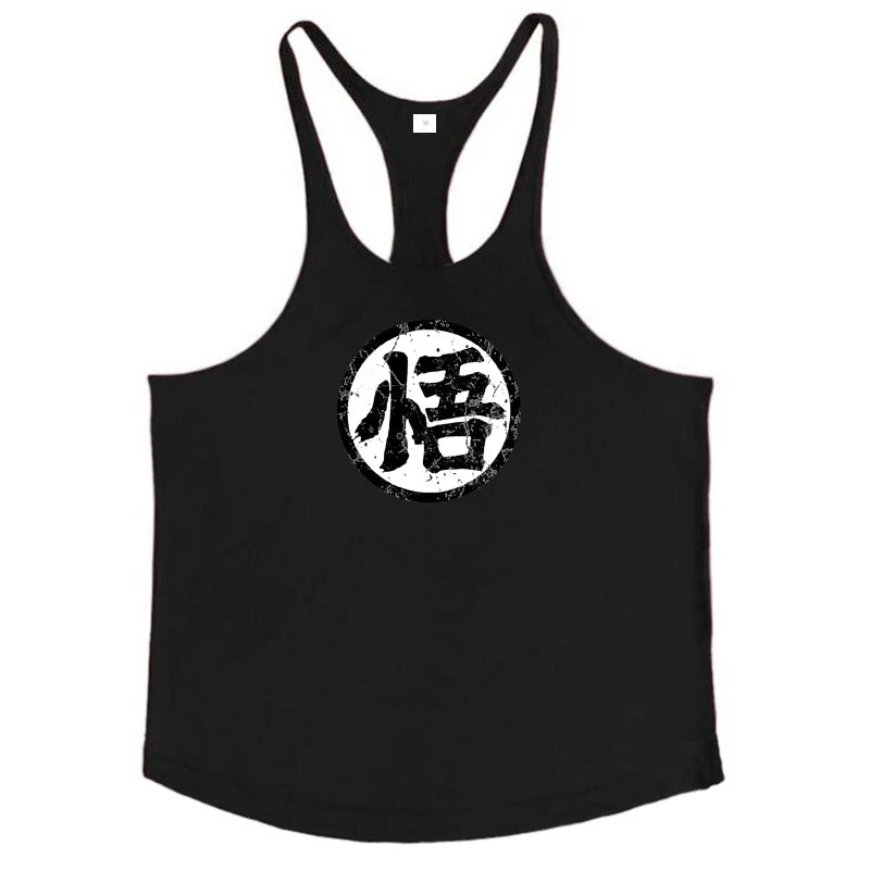 Gym Fitness Bodybuilding Suspenders T-Shirt Mens Fashion Print Sport Sleeveless Vests Summer Cotton Breathable Y-back Tank Tops