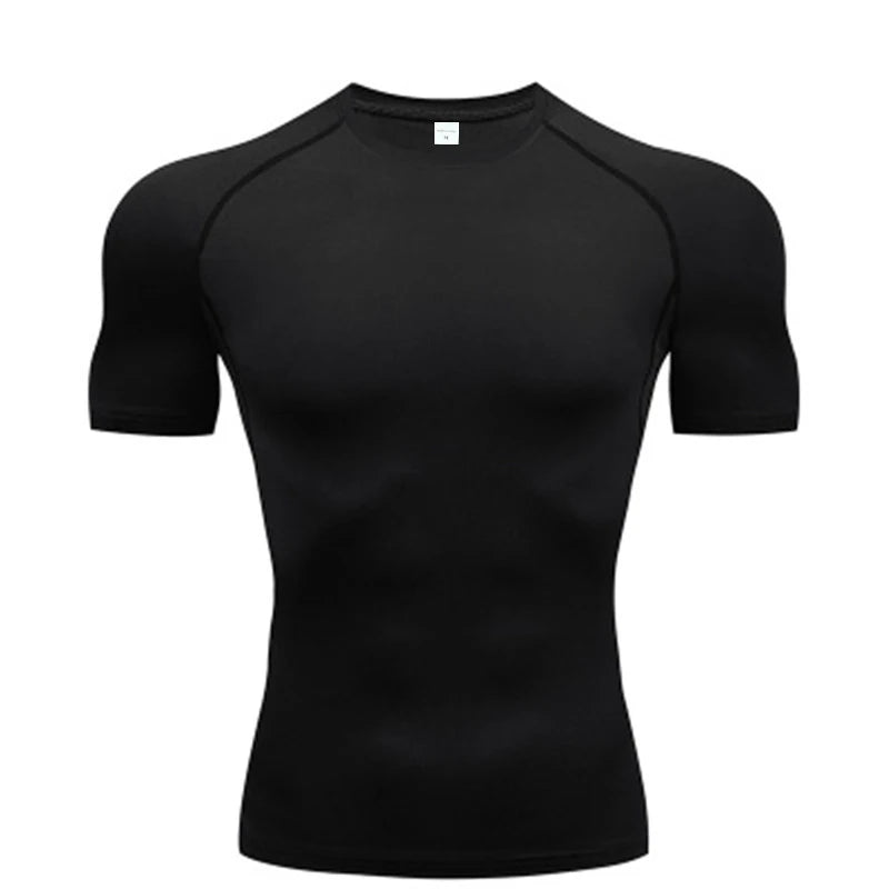 Compression Long Sleeve Shirt Black Fitness T-shirt Men's Muscle Quick drying Gym Sportswear Sun protection Sports Base layer