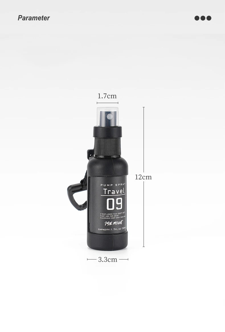 1PC Outdoor Camping Trip Spray Bottle Alcohol Dispenser Bottle Tactical Portable Spray Bottle 50ml Hiking Accessories Black