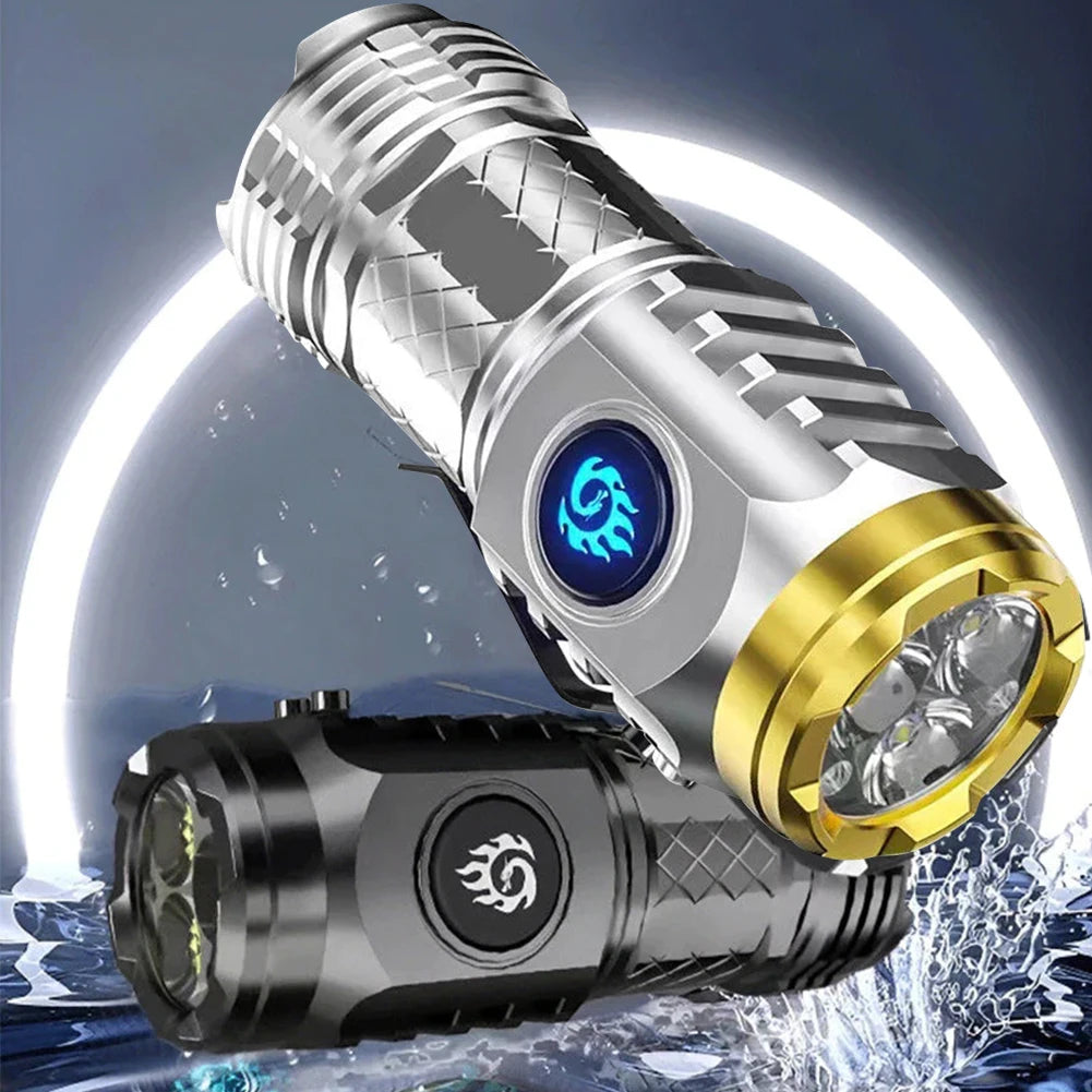 Three-Eyed Monster Mini Flashlight Super Bright Pocket Flashlight Torches 5 Modes Rechargeable & Waterproof Handheld Flashlight