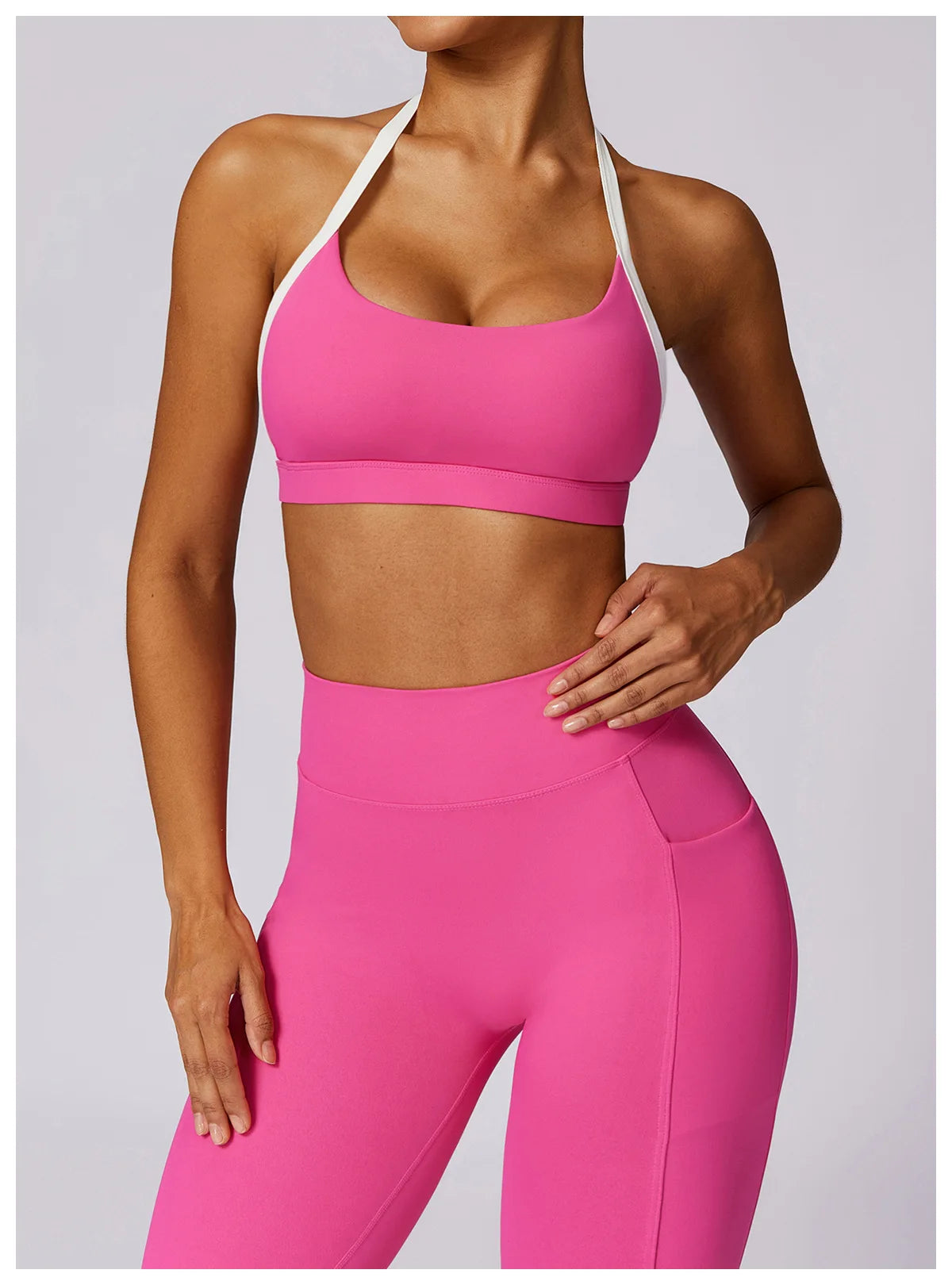 Yoga Set 2PCS Women Sportswear Push Up Workout Clothes Athletic Wear Gym Legging Fitness Bra Crop Top Long Sleeve Sports Suits