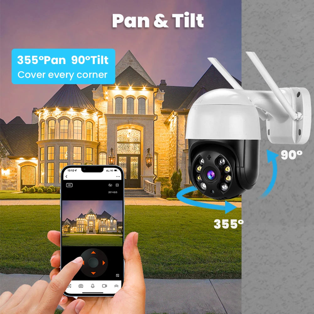 4K 8MP PTZ Wifi IP Camera Outdoor 4X Digital Zoom AI Human Detect Wireless Camera H.265 P2P Audio 1080P 5MP Security CCTV Camera