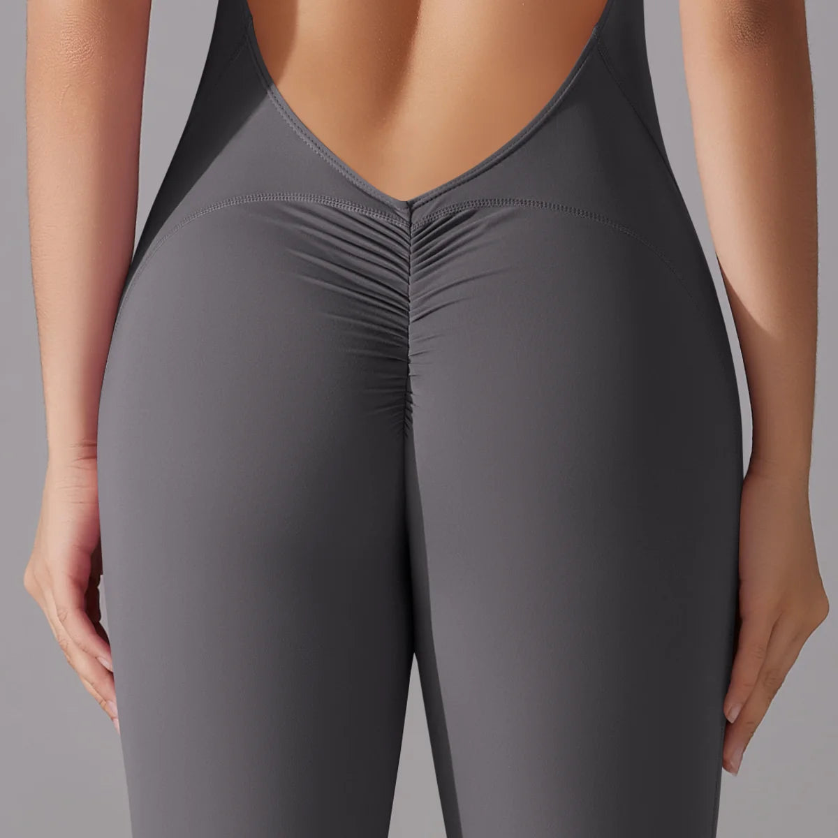 Sexy Hollow Backless Scrunch Sporty Jumpsuit Raises Butt Woman Gym Set One Piece Sport Suit Sleeveless Zip Yoga Fitness Overalls