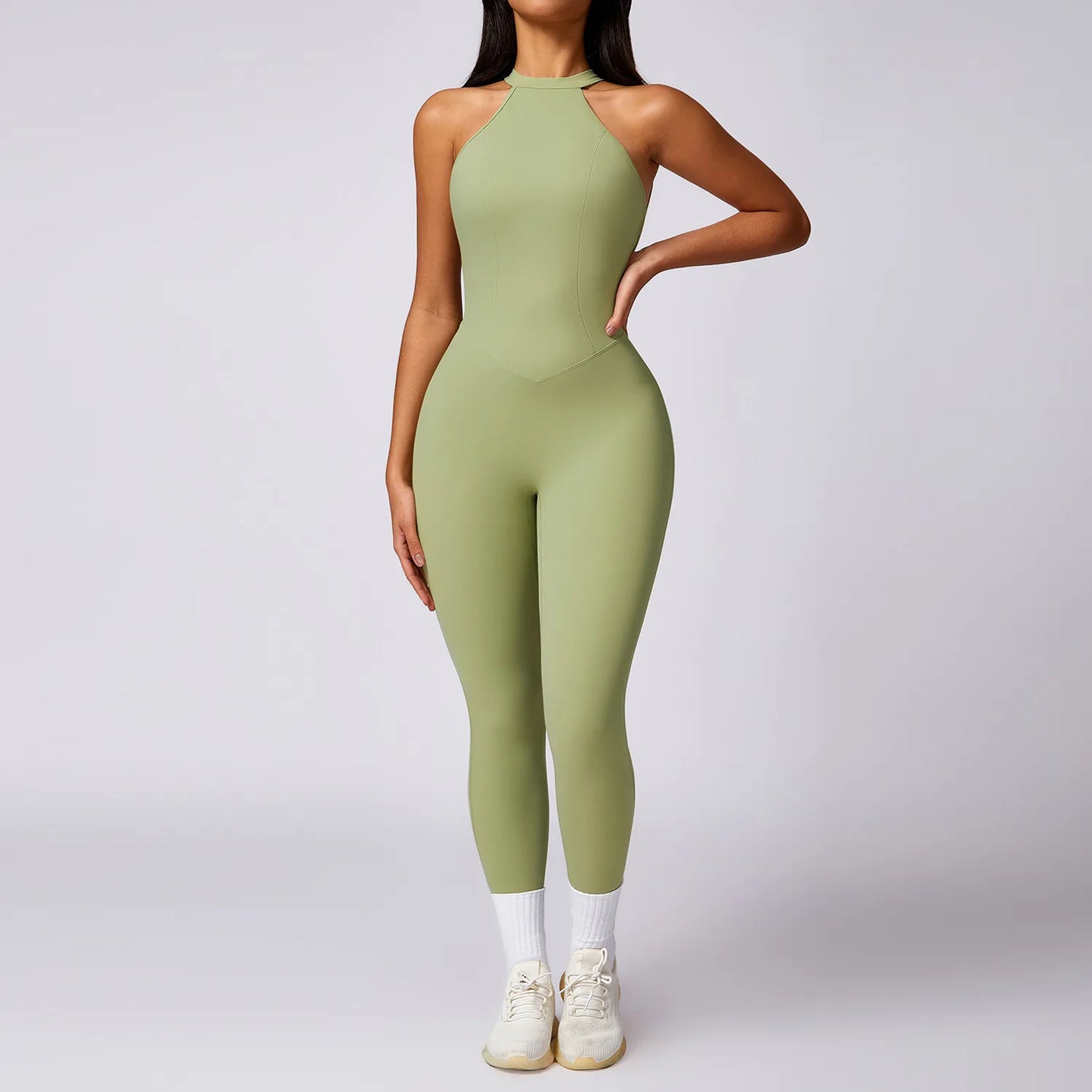 V Back Jumpsuit Women Backless Sports Bodysuits Female Rompers Quick Drying Yoga Clothes Sleeveless One-piece Suit Women Workout