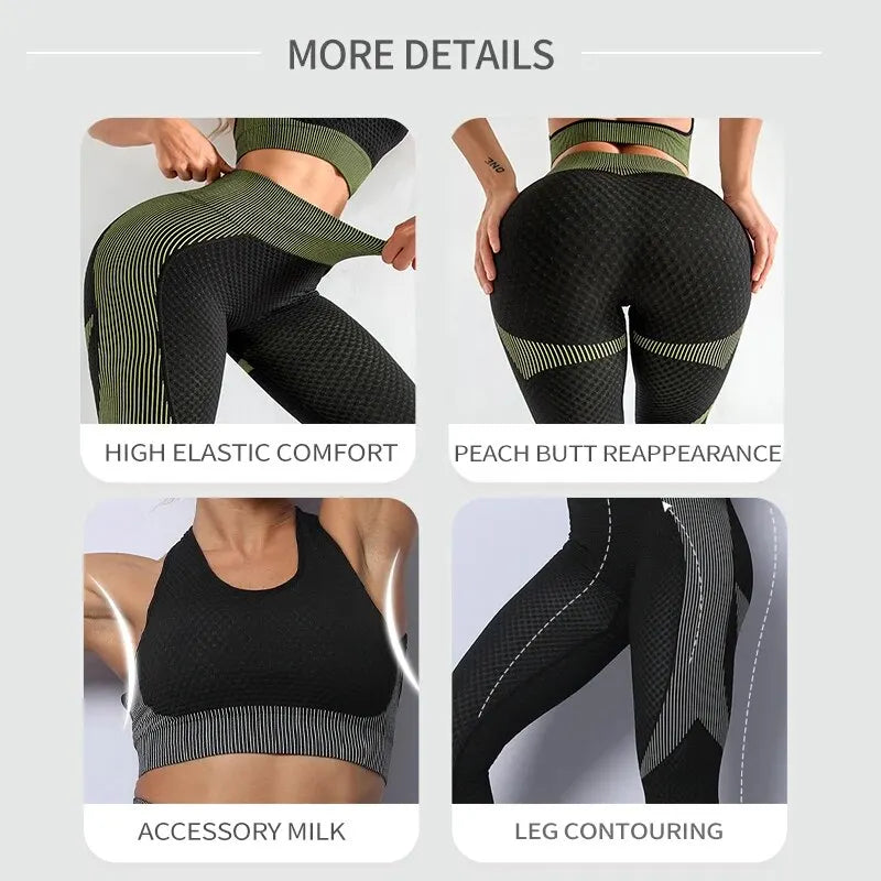 Women 2/3pcs Seamless Workout Outfits Sets Yoga Sportswear Tracksuit Leggings and Stretch Sports Bra Fitness