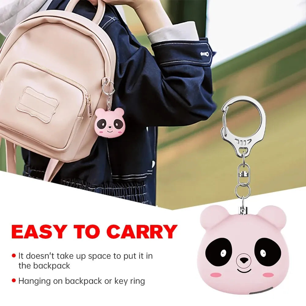 130dB Self-Defense Alarm - Personal Safety Alarm Guard - Cute Panda Student Backpack Keychain Pendant SOS Distress Device