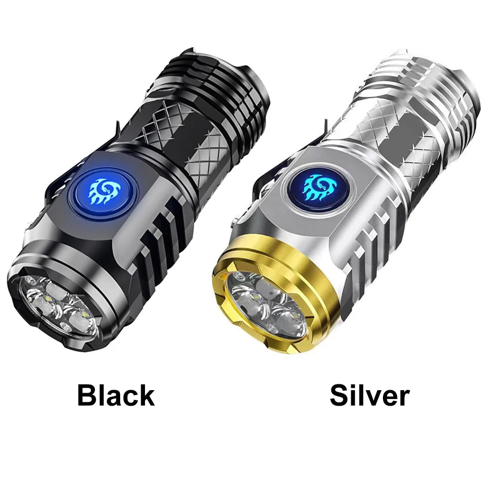 Three-Eyed Monster Mini Flashlight Super Bright Pocket Flashlight Torches 5 Modes Rechargeable & Waterproof Handheld Flashlight