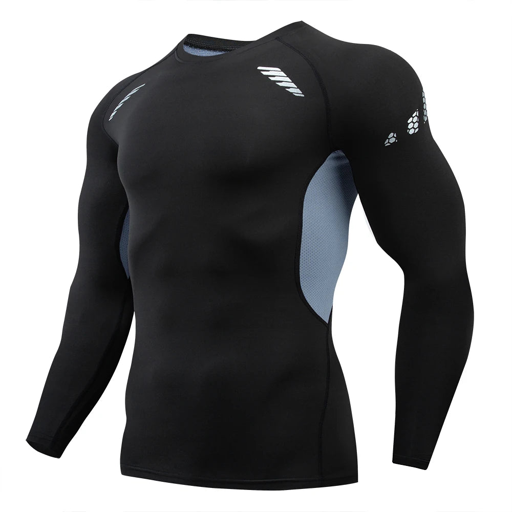 Solid Compression Shirts Men Long Sleeve Athletic Moisture Wicking Baselayer Undershirt Gear Tshirt For Sports Workout