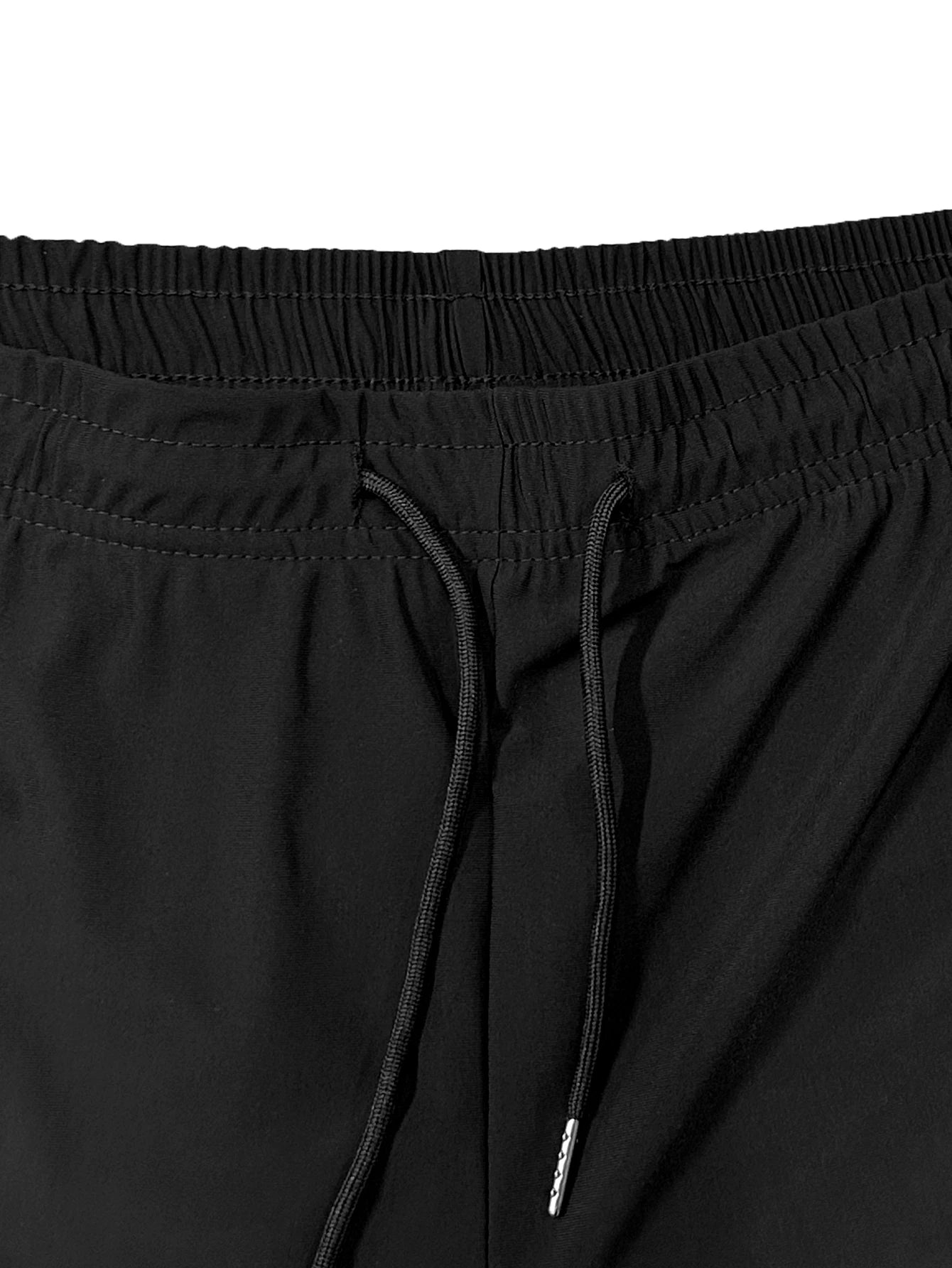 Men's solid color shorts, with zipper pockets, casual elastic drawstring shorts with a loose waist and high elasticity, suitable