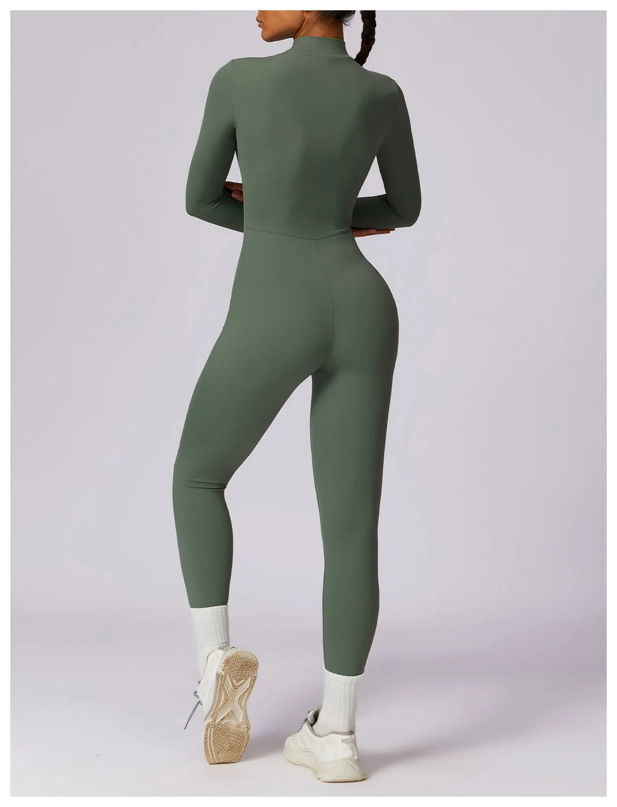 Women Yoga Jumpsuit Fitness Sports Suit Zipper Elastic One-Piece Bodysuits Gym Long Sleeve Gym Runing Push Up Workout Sportwear