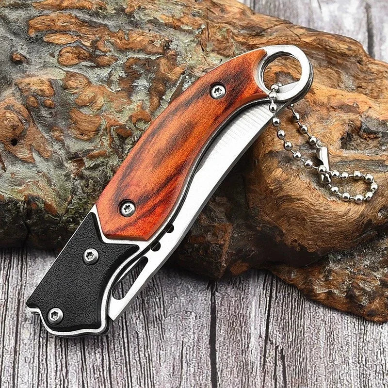 Portable Pocket Folding Knife Metal Material  Outdoor Fruit  Survival  Folding Knife Hand Tool Keychain Accessories