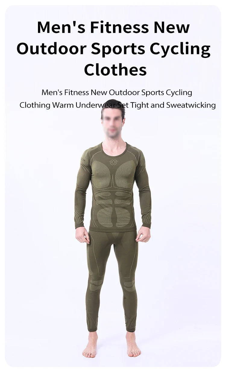 Men Sport Thermal Underwear Suits Outdoor Cycling Compression Sportswear Quick Dry Breathable Clothes Fitness Running Tracksuits