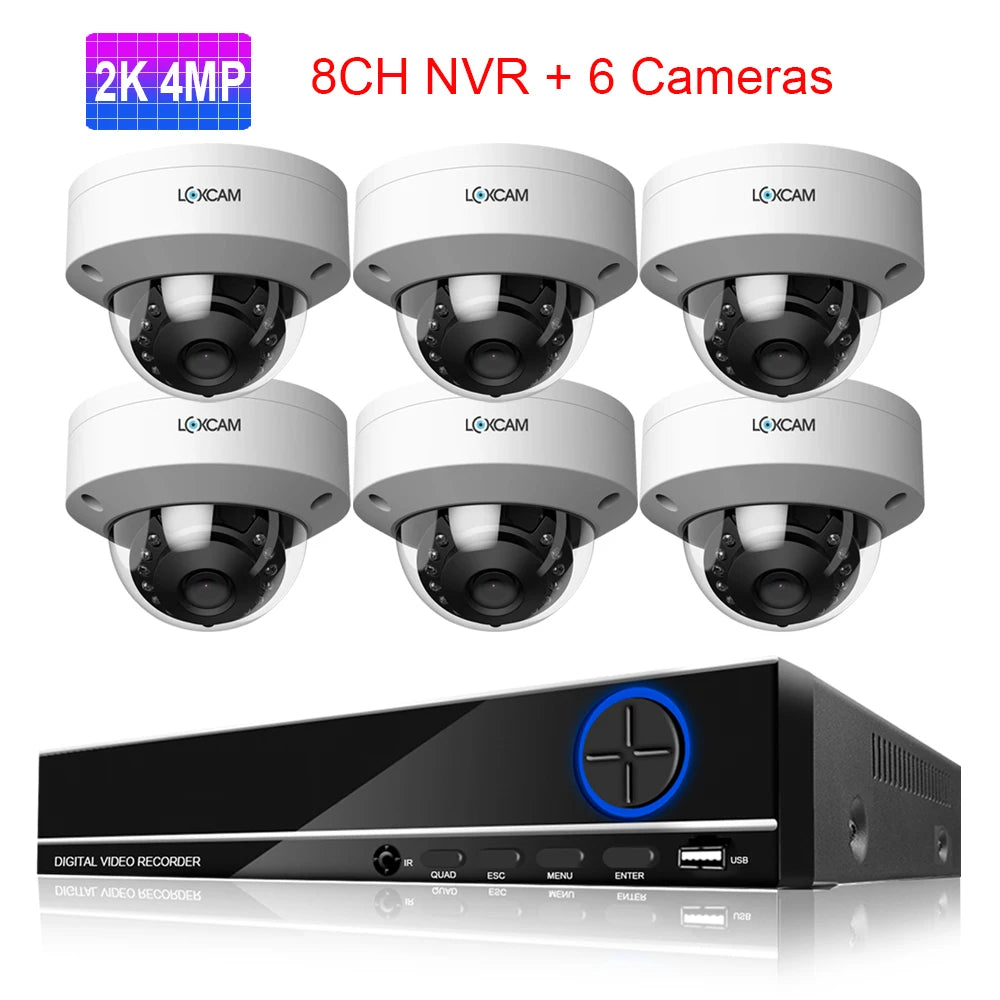 LOXCAM H.265+ 8CH 4K NVR 5MP 4MP CCTV Security Camera System Audio Record Day Night Vandalproof POE IP Camera Kit