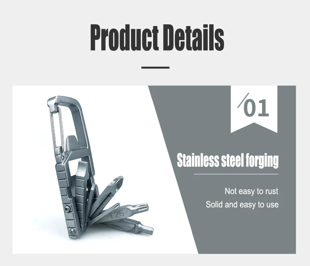 13 in 1 Multifunction Stainless Steel Tool Combination Folding Outdoor Tools Corkscrew Screwdriver Wrench Knife Knife Keychain