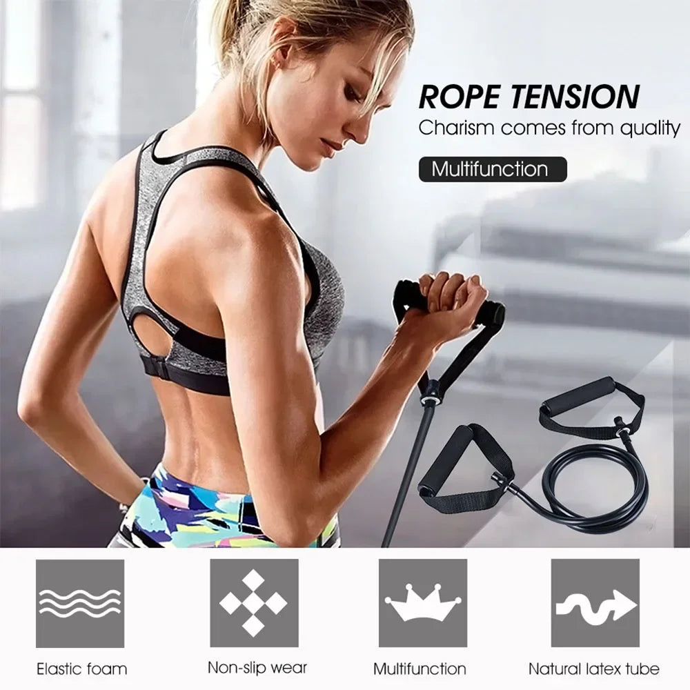 Rubber Resistance Bands with Handle Fiteness Pull Rope Home Workout 5 Level Yoga Tension Bands Women Men Strength Training