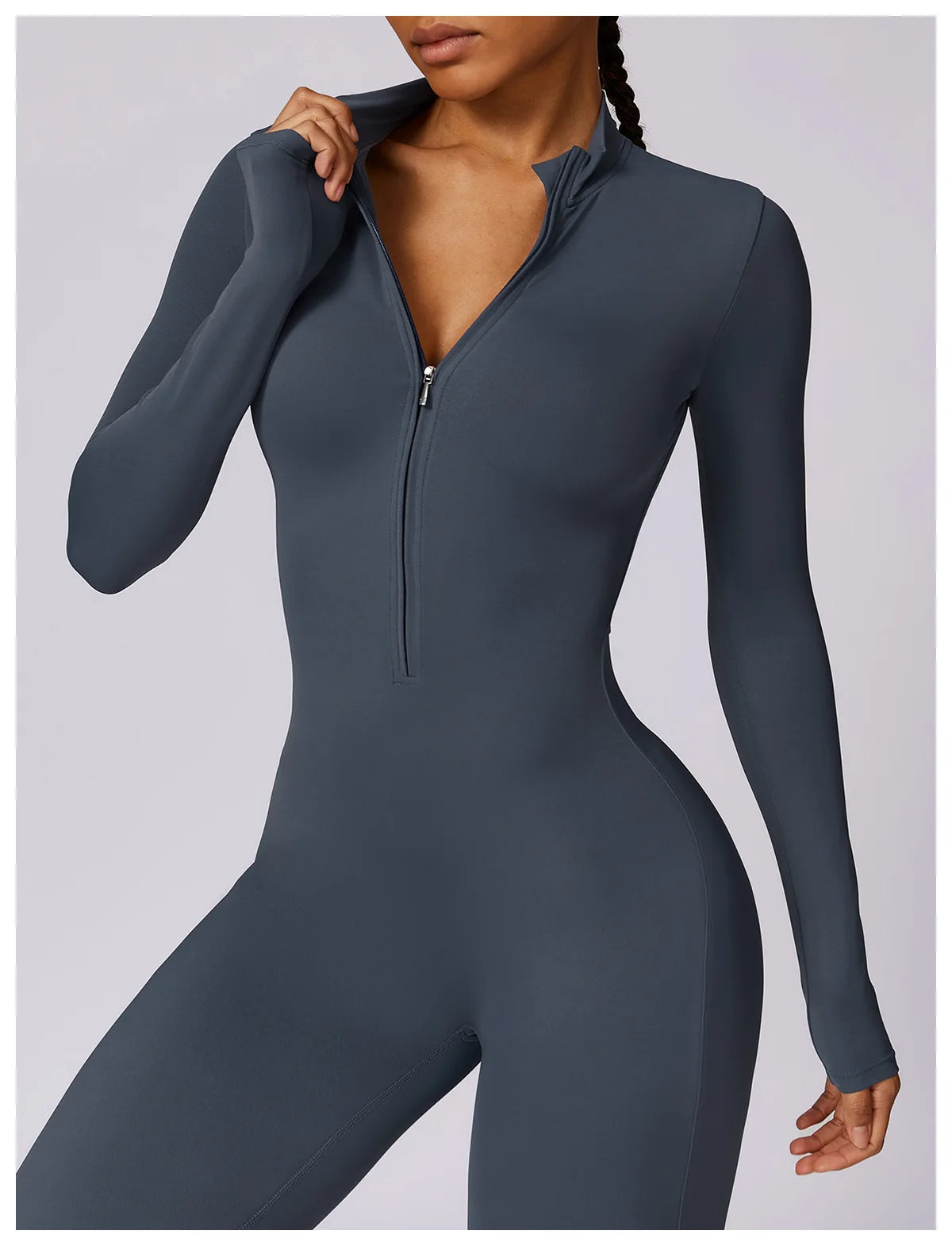 Women Yoga Jumpsuit Fitness Sports Suit Zipper Elastic One-Piece Bodysuits Gym Long Sleeve Gym Runing Push Up Workout Sportwear