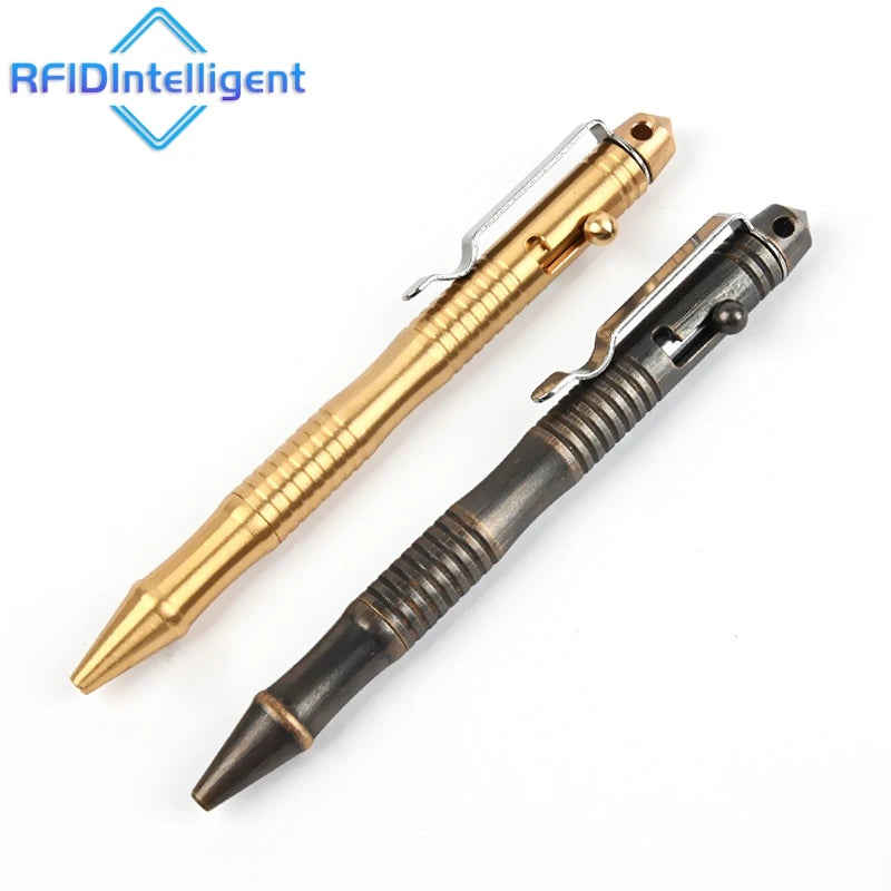 High Quality Brass Self-Defense Tactical Pen Bolt Switch Ball Point Writing Pen Emergency Window Breaker Survival Supplies