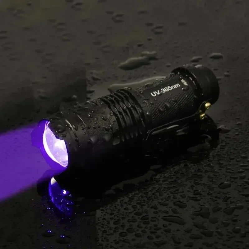 UV Flashlight Waterproof Ultra Violet Light Portable Black Light Flashlight Zoomable Lamp Scorpion Pet Urine Stain Detector Tool