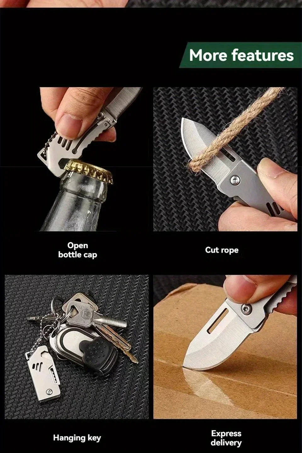 Mini Folding Knife Stainless Steel Box Opening Knife D2 Steel Cannon Portable Sharp Folding Knife Key Hanging Chain