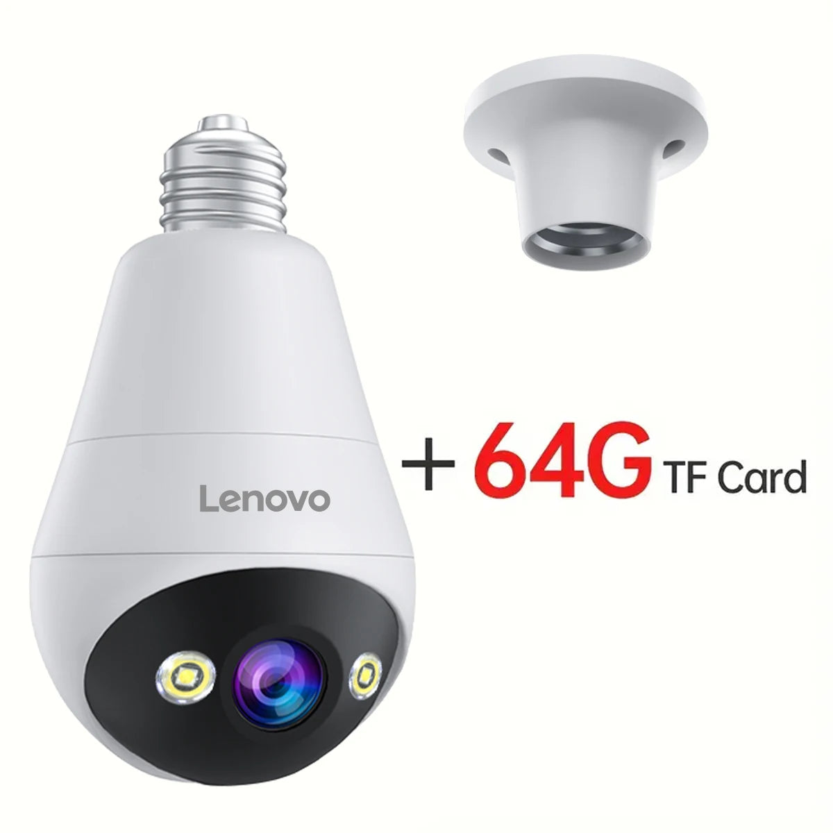 Lenovo 3MP WIFI E27 Bulb Security Camera Full Color Night Vision Two-Way Voice Intercom Smart Home Wireless Camera