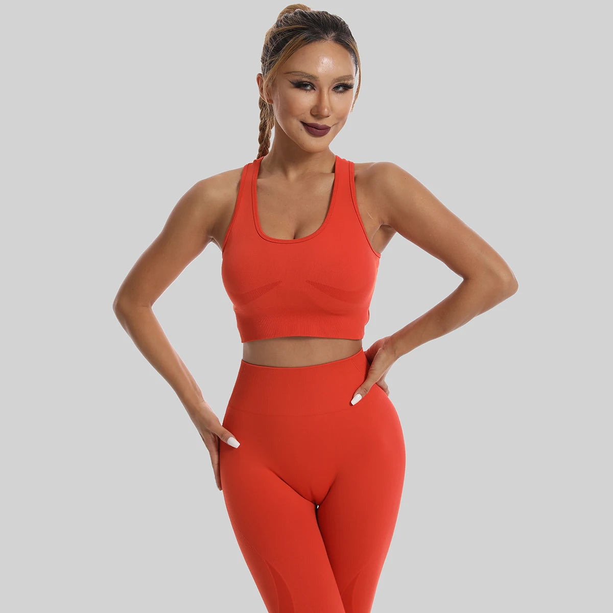 Seamless High Waist Leggings Tracksuit for Women, Yoga Sets, Sportswear, Workout, Sports Bra, Gym Clothing