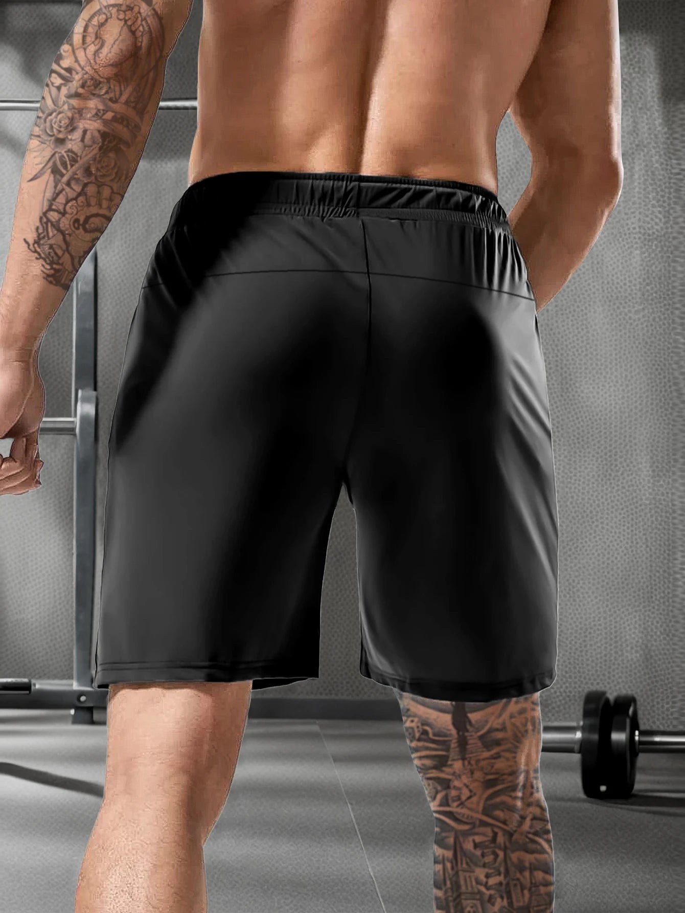 Men's solid color shorts, with zipper pockets, casual elastic drawstring shorts with a loose waist and high elasticity, suitable