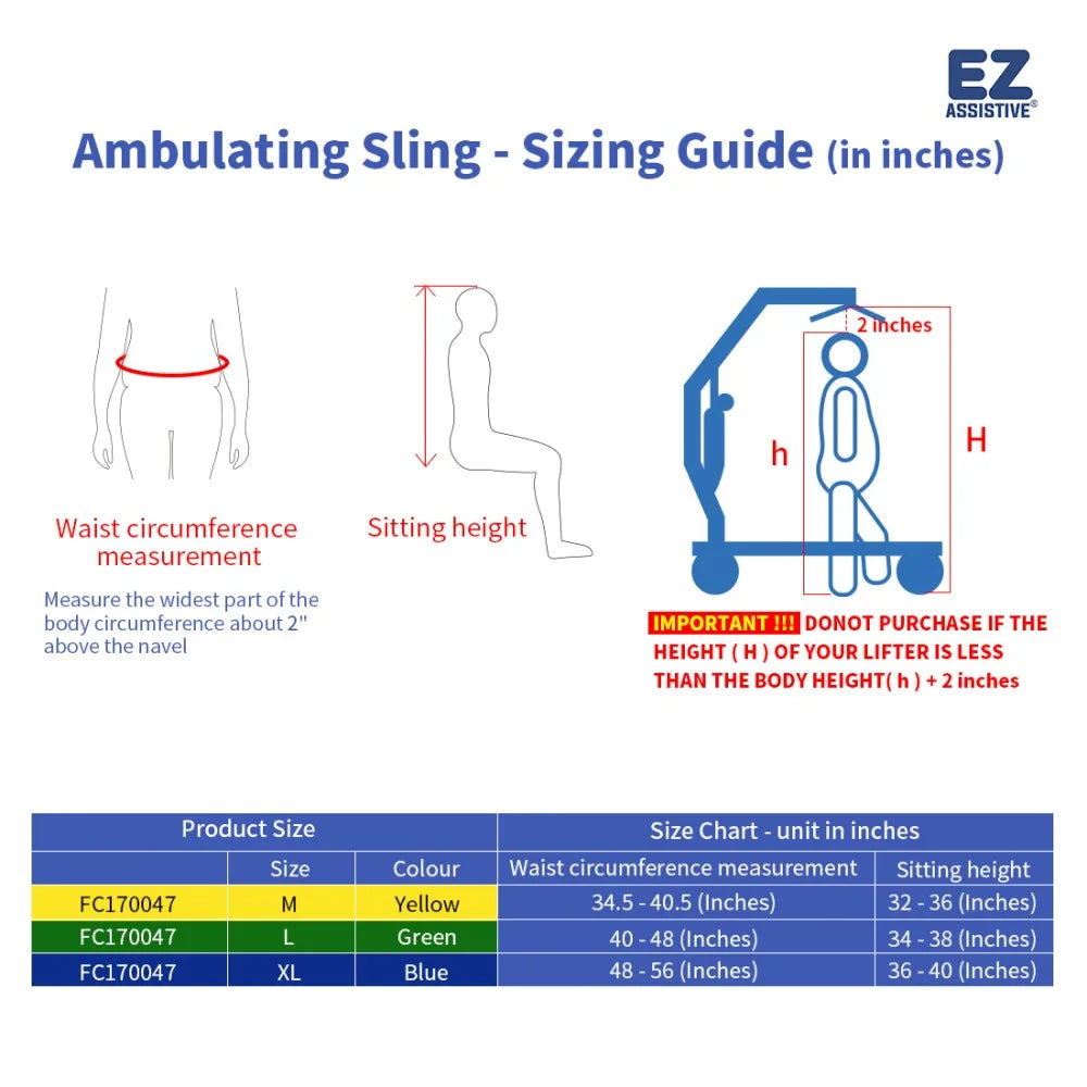 EZ Assistive Patient Lift Ambulating Walk Training Sling Hoyer Hoist Sling for Walking Aids Rehabilitation Products SWL 500lb