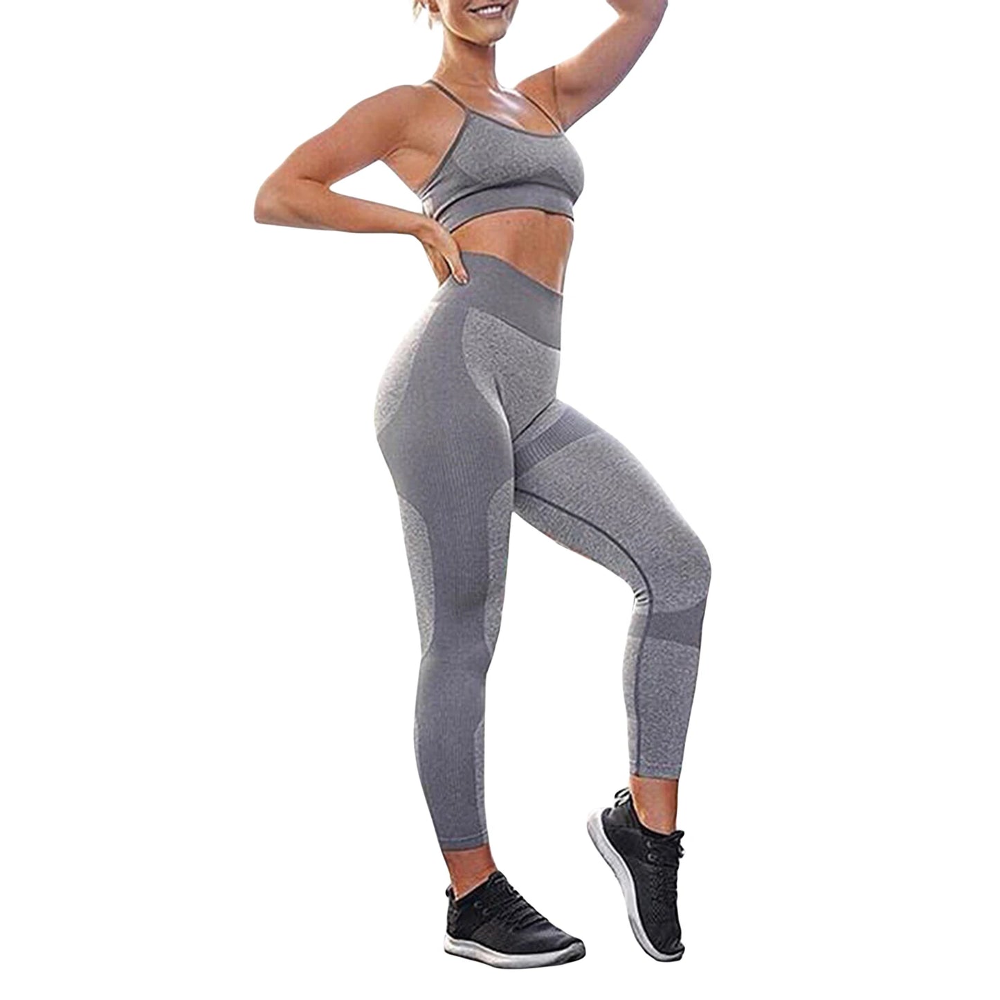 Women s Yoga Outfit Sleeveless Crop Top with High Waist Leggings 2-Piece Workout Set in Vibrant Colors for Active Wear