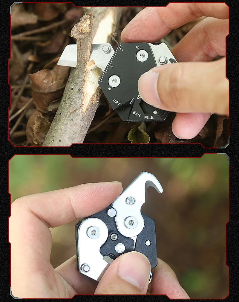 Keychain Screwdriver Multifunctional Hexagon Coin Outdoor EDC Survival Gear Tactical Tool Hexagon Folding Coin Knife Pocket Fold