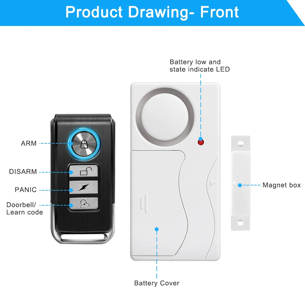 Camluxy 105dB Window Door Alarm Wireless Anti-Theft Remote Control Door and Window Open Closed Security Alarms Sensor Burglar