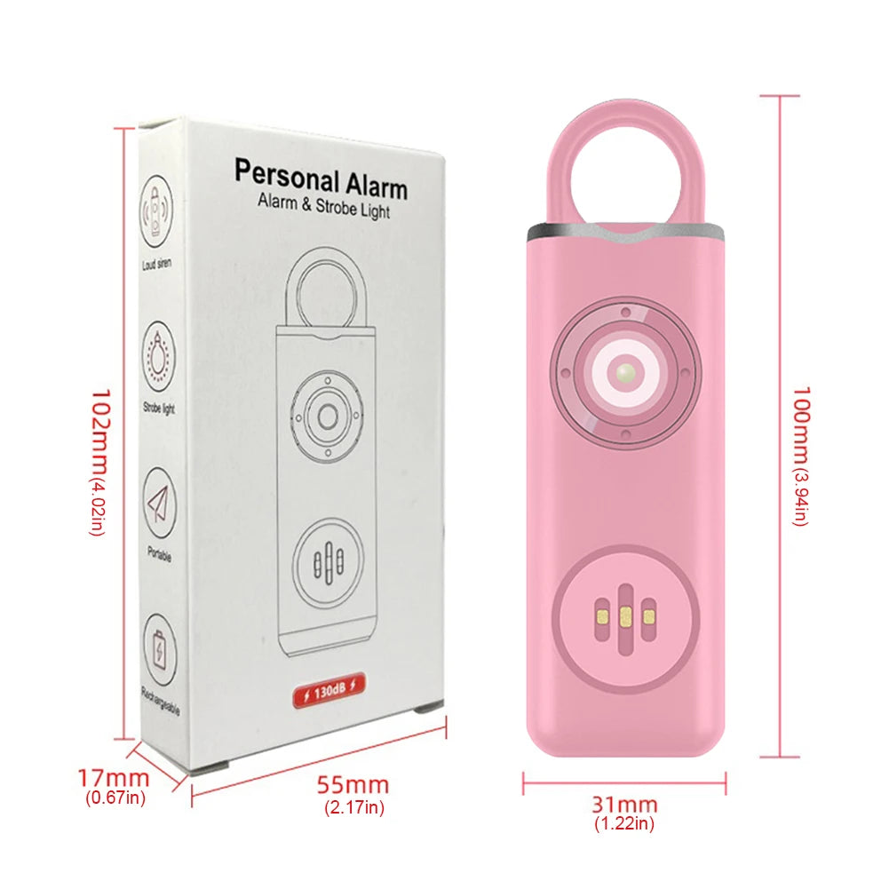 Anti-wolf Alert 130dB Loud Carrying Scream Loud Panic Alarm Rechargeable Personal Siren Whistle Flashlight for Girl Child Women