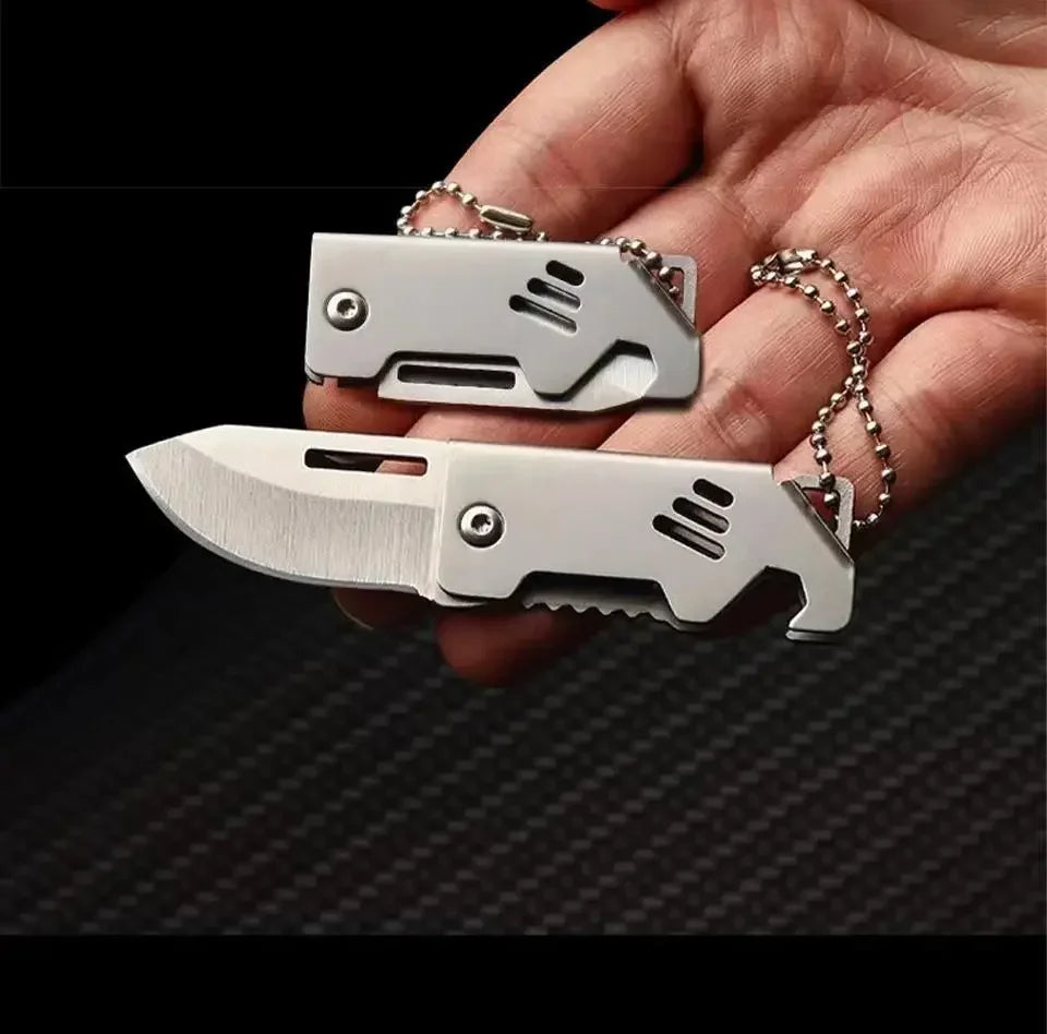 Mini Folding Knife Stainless Steel Box Opening Knife D2 Steel Cannon Portable Sharp Folding Knife Key Hanging Chain