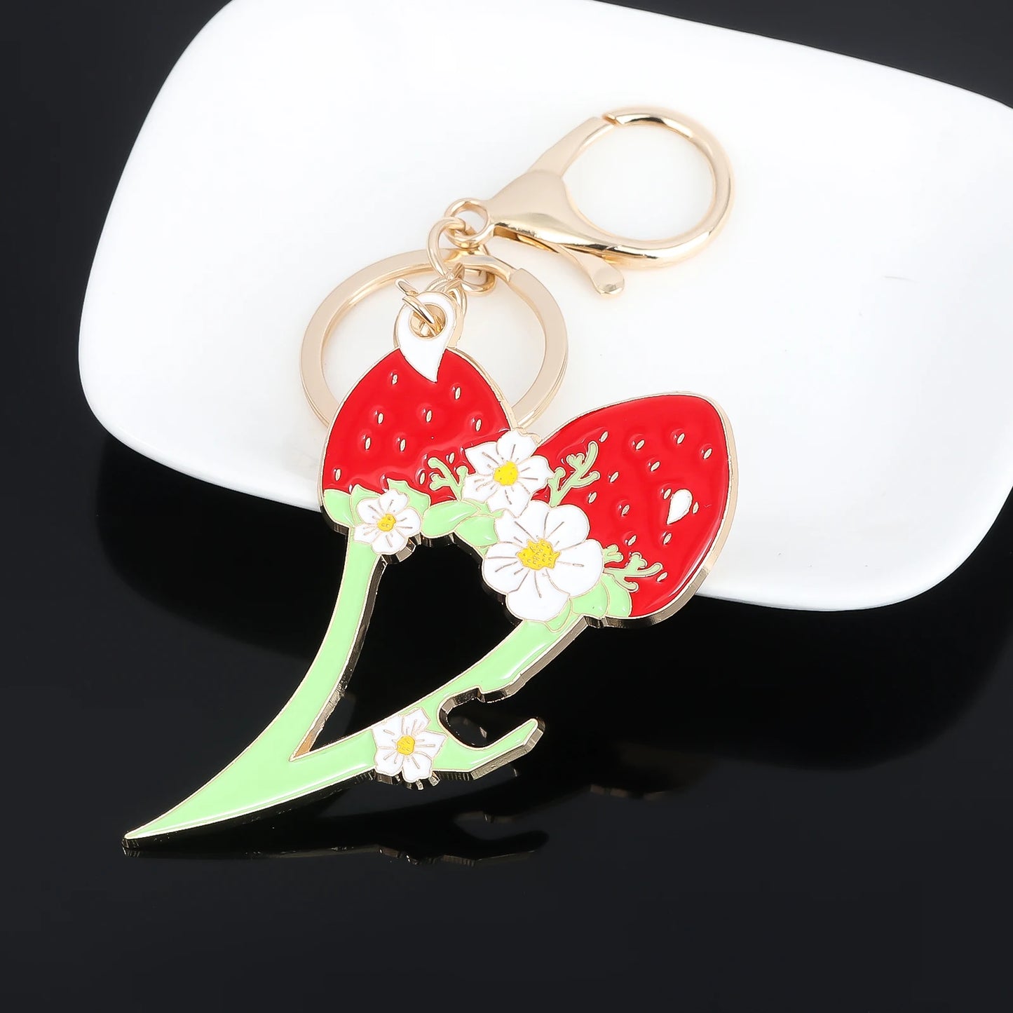 Self Defense Strawberry Keychain Fashion Bag Charm Keychain Safety for Women Accessories