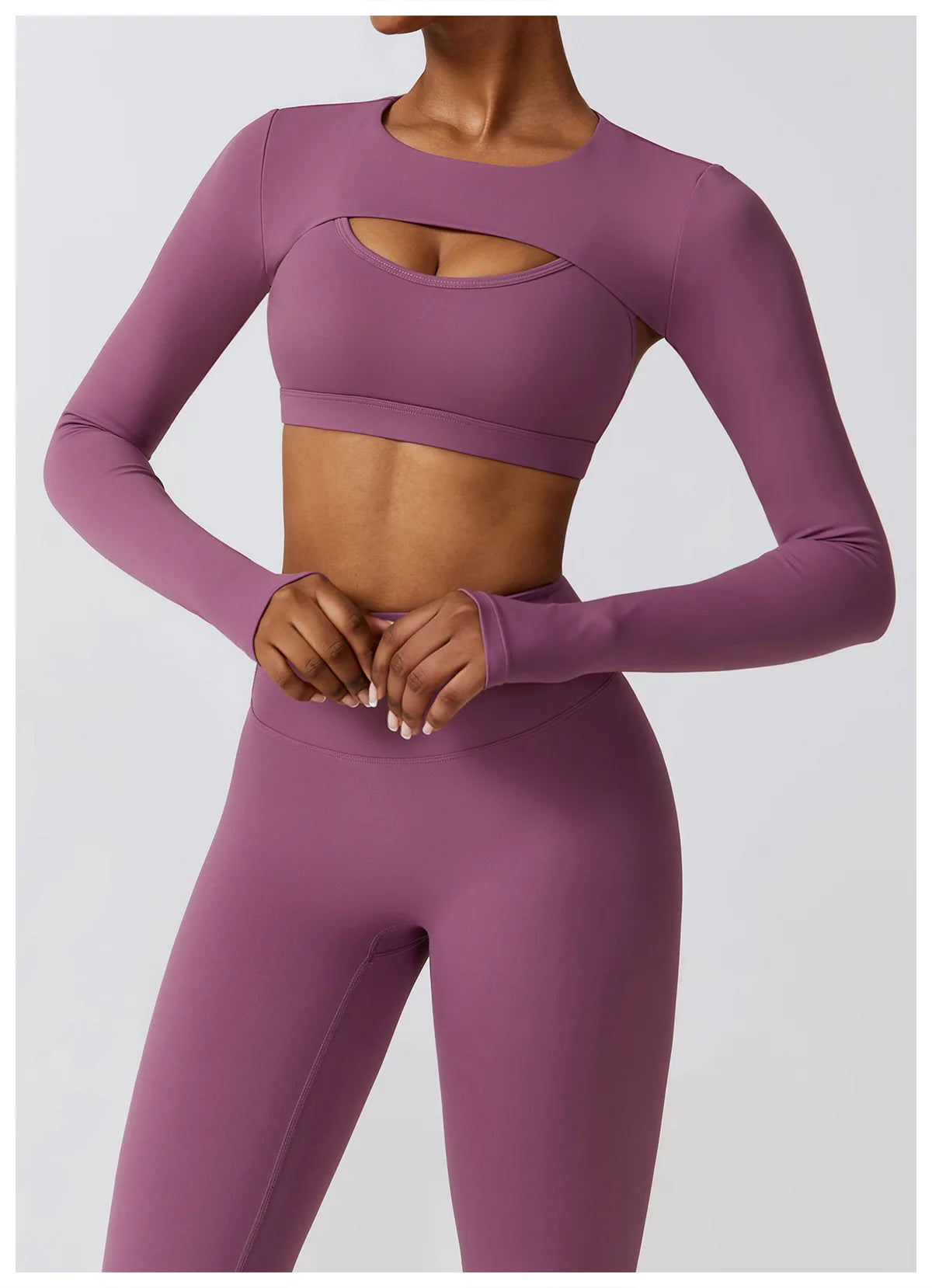 Sportswear Yoga Set Women's Workout Clothes Athletic Wear Sports Gym Legging Seamless Fitness Bra Crop Top Long Sleeve Yoga Suit