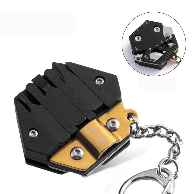 Keychain Screwdriver Multifunctional Hexagon Coin Outdoor EDC Survival Gear Tactical Tool Hexagon Folding Coin Knife Pocket Fold