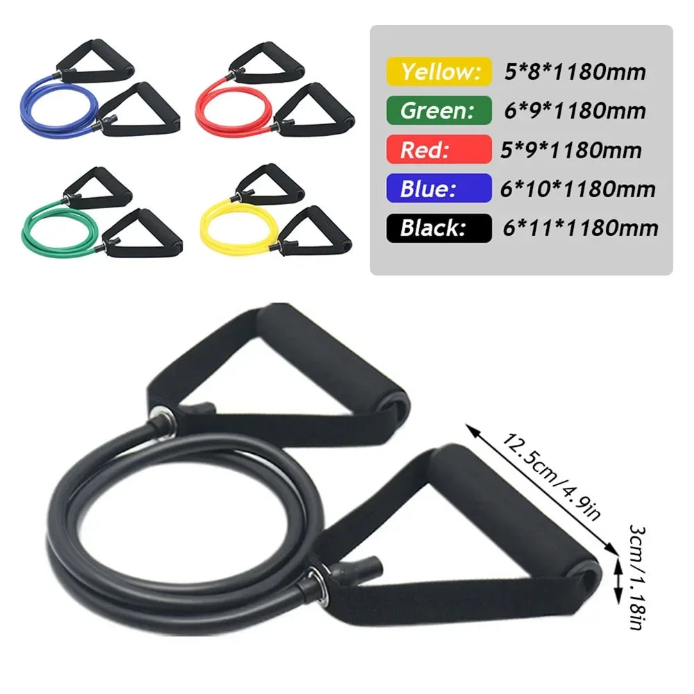 Rubber Resistance Bands with Handle Fiteness Pull Rope Home Workout 5 Level Yoga Tension Bands Women Men Strength Training