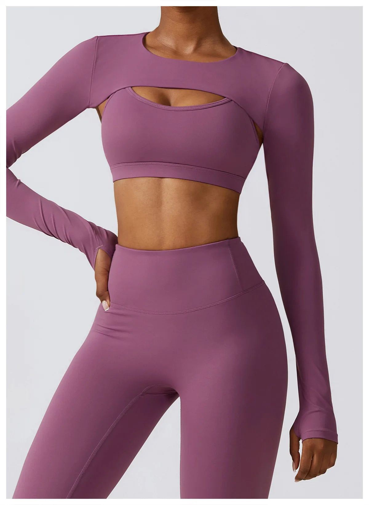 Sportswear Yoga Set Women's Workout Clothes Athletic Wear Sports Gym Legging Seamless Fitness Bra Crop Top Long Sleeve Yoga Suit