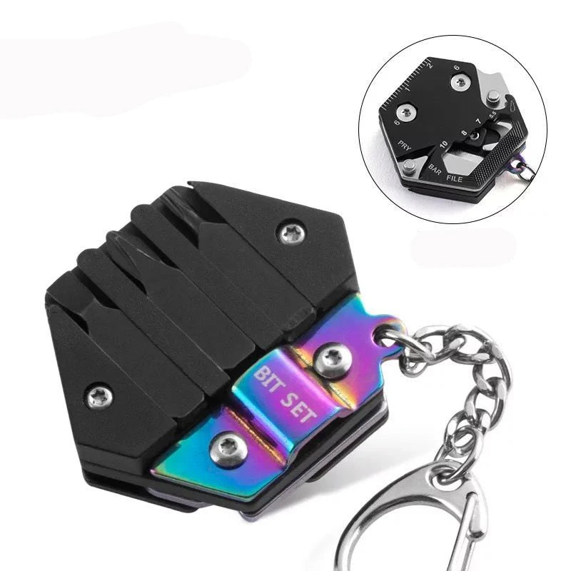 Keychain Screwdriver Multifunctional Hexagon Coin Outdoor EDC Survival Gear Tactical Tool Hexagon Folding Coin Knife Pocket Fold